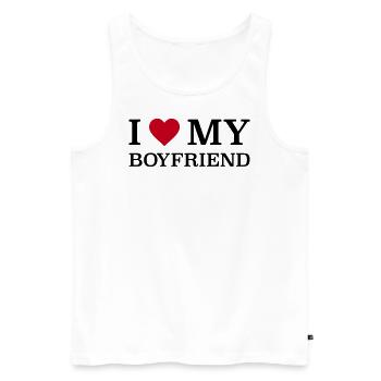 I love my Boyfriend - Männer Premium Bio Tank Top - Weiß - Vorne - Michal (187cm)