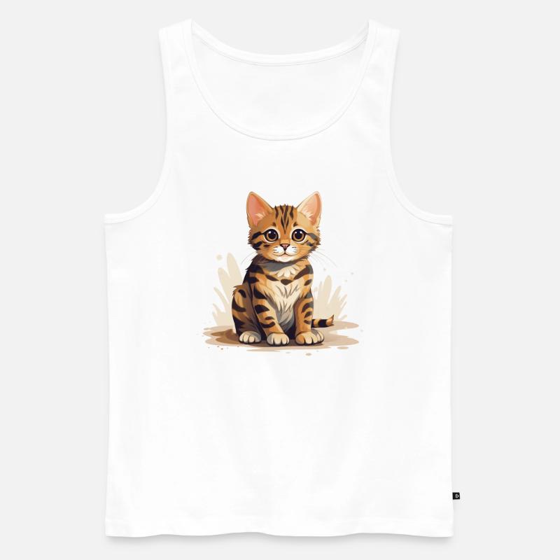 Bengal Katze - Männer Premium Bio Tank Top - Weiß