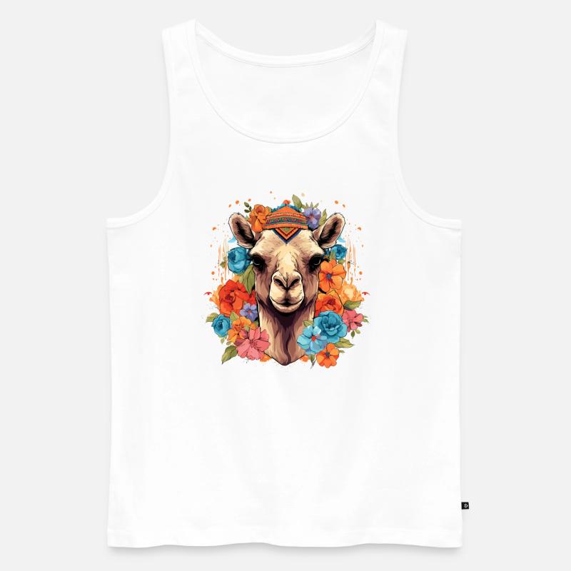 Kamel Kamelkopf Blumen - Männer Premium Bio Tank Top - Weiß
