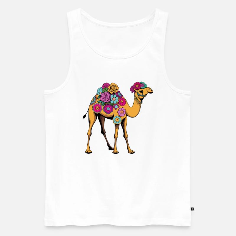 Kamel Blumen - Männer Premium Bio Tank Top - Weiß
