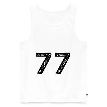 77 Zahl Trikot - Männer Premium Bio Tank Top - Weiß - Vorne - Michal (187cm)
