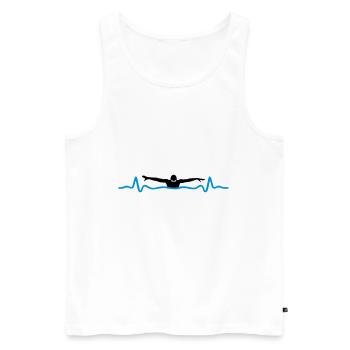 Schwimmen und Herzschlag - Männer Premium Bio Tank Top - Weiß - Vorne - AI Model Male 178 light (178cm)