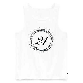 21 - Men's Premium Organic Tank Top - white - Front - AI Model Male 178 light (178cm)