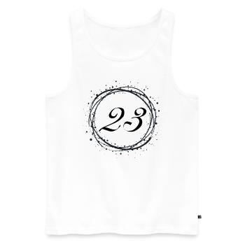 23 - Men's Premium Organic Tank Top - white - Front - AI Model Male 178 light (178cm)