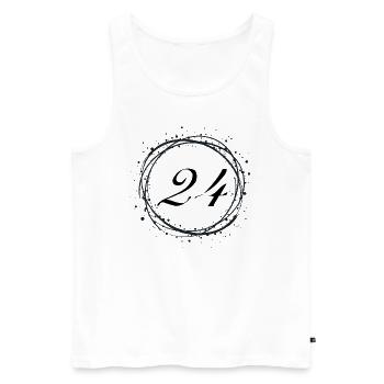 24 - Männer Premium Bio Tank Top - Weiß - Vorne - AI Model Male 178 light (178cm)