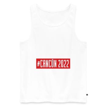 Cancun 2022 - Débardeur bio Premium Homme - blanc - Devant - Michal (187cm)