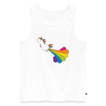 Funny pupping unicorn with rainbow cloud - Men's Premium Organic Tank Top - white - Front - AI Model Male 178 light (178cm)