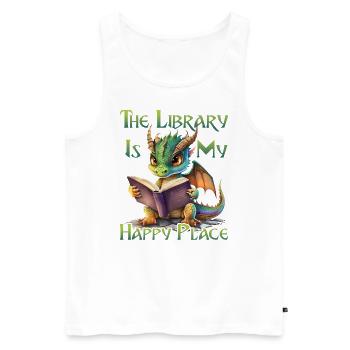 La bibliothèque est mon lieu de bonheur, dragon - Débardeur bio Premium Homme - blanc - Devant - Michal (187cm)