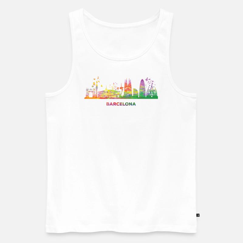 Barcelonische Skyline Barcelona - Männer Premium Bio Tank Top - Weiß