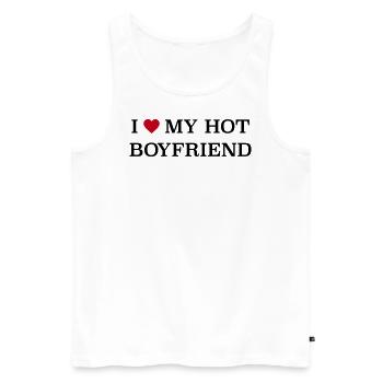 I love my hot Boyfriend - Männer Premium Bio Tank Top - Weiß - Vorne - Michal (187cm)