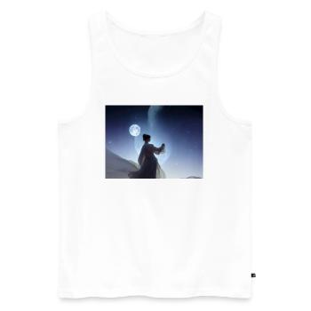 Girl and the moon - Men's Premium Organic Tank Top - white - Front - AI Model Male 178 light (178cm)