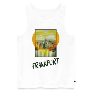 Francfort Allemagne Ville Skyline Coeur Amour - Débardeur bio Premium Homme - blanc - Devant - Michal (187cm)