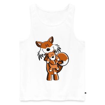 Fuchs avec bébé renard - cadeau comique - enfants - Débardeur bio Premium Homme - blanc - Devant - Michal (187cm)
