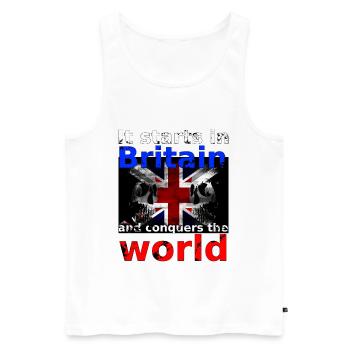 Britain - Men's Premium Organic Tank Top - white - Front - AI Model Male 178 light (178cm)