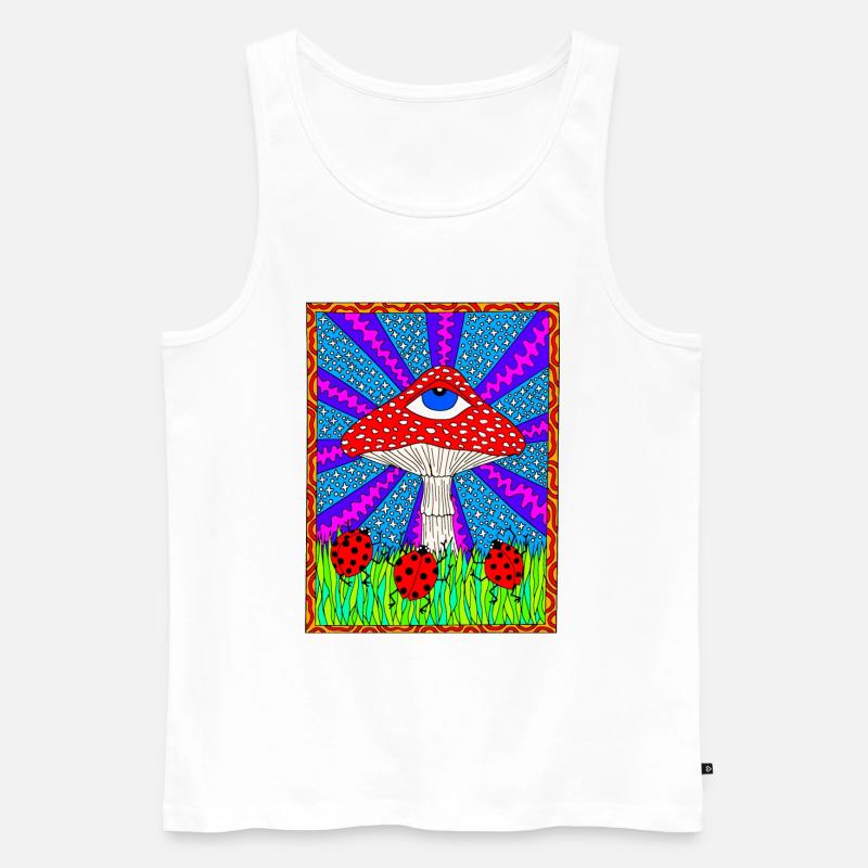 Hippie Magic Toadstool Rétro Psychédélique - Débardeur bio Premium Homme - blanc