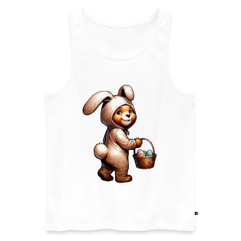 Osterhase Bär – Süßes Plüschtier mit Eierkorb - Männer Premium Bio Tank Top - Weiß - Vorne - Michal (187cm)