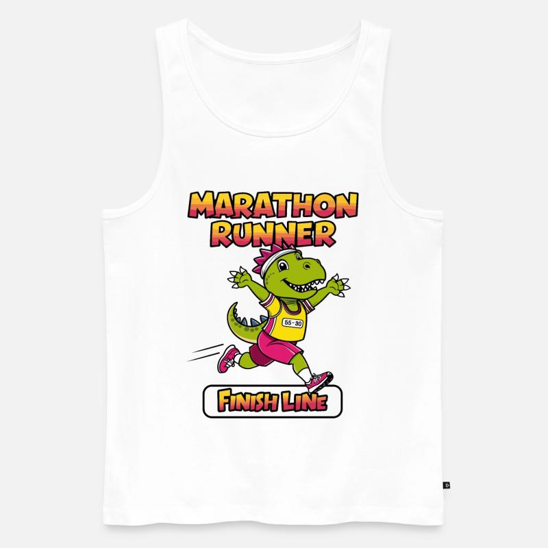 T-Rex Marathon Läufer - Männer Premium Bio Tank Top - Weiß
