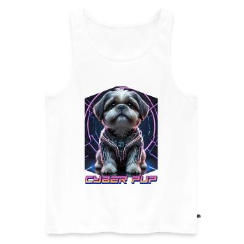 Cyber Pup Shih Tzu Dog - Men's Premium Organic Tank Top - white - Front - AI Model Male 178 light (178cm)
