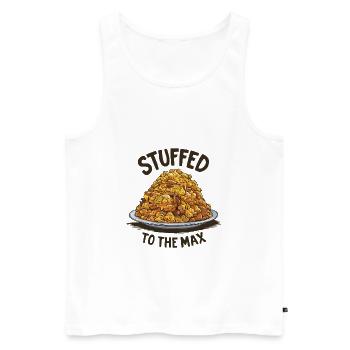 Stuffed to the Max - Men's Premium Organic Tank Top - white - Front - AI Model Male 178 light (178cm)