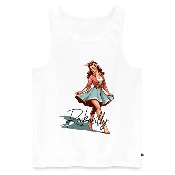 Rockabilly Style Outfit Woman Barefoot Retro Gift - Men's Premium Organic Tank Top - white - Front - AI Model Male 178 light (178cm)