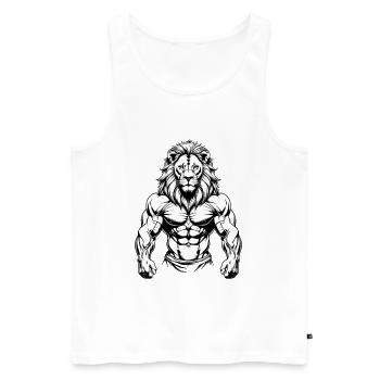 Force du Lion - Débardeur bio Premium Homme - blanc - Devant - AI Model Male 178 light (178cm)