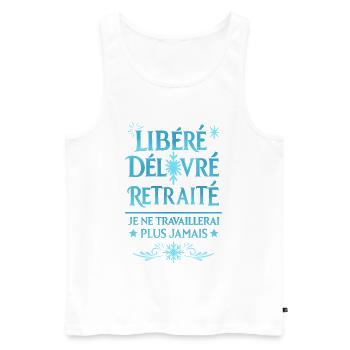 Released, Delivered, Retired - Men's Premium Organic Tank Top - white - Front - AI Model Male 178 light (178cm)