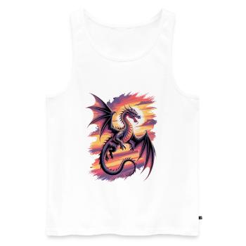 Dragon fantastique au coucher du soleil - Débardeur bio Premium Homme - blanc - Devant - AI Model Male 178 light (178cm)