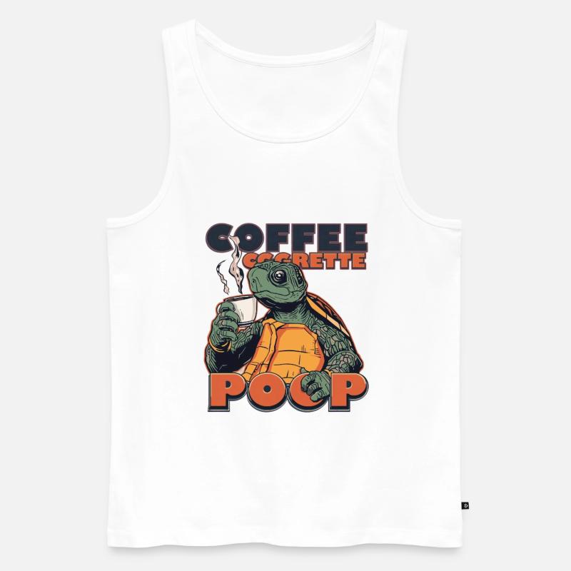Lizard Schildkröte Kaffee Kippe Gaffel Zigarette - Männer Premium Bio Tank Top - Weiß