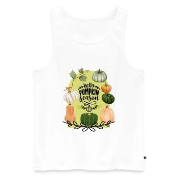 Hallo Kürbis-Saison - Männer Premium Bio Tank Top - Weiß - Vorne - AI Model Male 178 light (178cm)