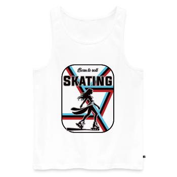 Conception de patins – Born to Roll - Débardeur bio Premium Homme - blanc - Devant - AI Model Male 178 light (178cm)