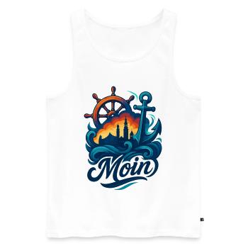 Hamburg Moin Stadt Silhouette Anker Hafen Geschenk - Männer Premium Bio Tank Top - Weiß - Vorne - AI Model Male 178 light (178cm)