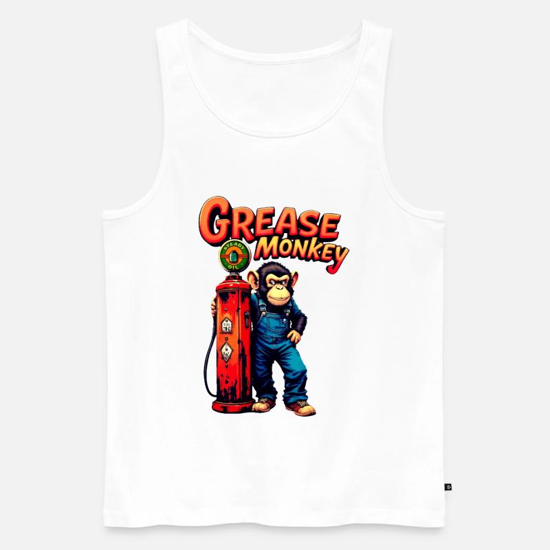 GreaseMonkey Retro-Pumpendesign - Männer Premium Bio Tank Top - Weiß