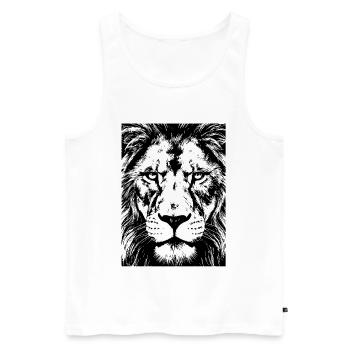 Lion Gaze Intense Power - Men's Premium Organic Tank Top - white - Front - AI Model Male 178 light (178cm)