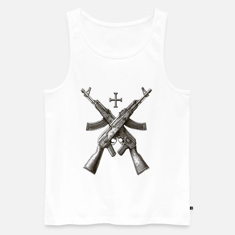 Gewehrkreuz Silhouette - Männer Premium Bio Tank Top - Weiß