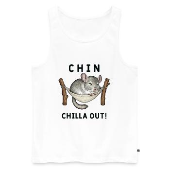 Humour Chinchilla Chin ChillaOut - Débardeur bio Premium Homme - blanc - Devant - AI Model Male 178 light (178cm)