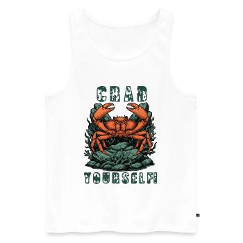 Vintage Crab Yourself Crab Humor - Men's Premium Organic Tank Top - white - Front - AI Model Male 178 light (178cm)