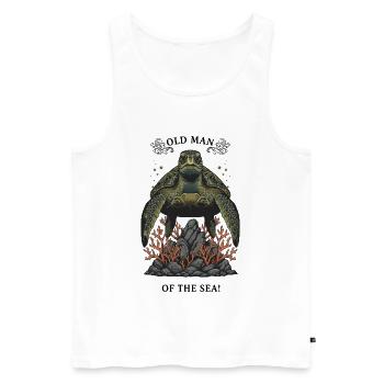 Vintage Meeresschildkröte Old Man of the Sea - Männer Premium Bio Tank Top - Weiß - Vorne - Michal (187cm)