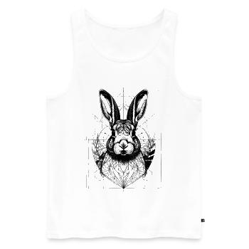 Le lapin dans un cadre géométrique - Débardeur bio Premium Homme - blanc - Devant - AI Model Male 178 light (178cm)