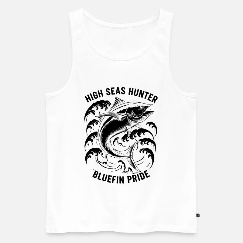 Seefischer Thunfisch-Blauflossenjäger - Männer Premium Bio Tank Top - Weiß