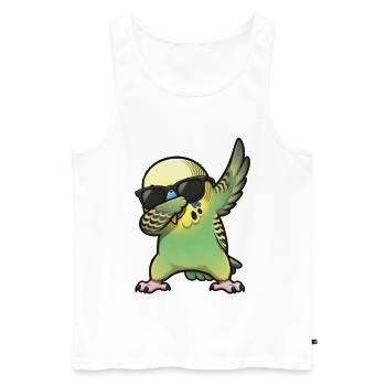 Dabbing Wellensittich gruen - Männer Premium Bio Tank Top - Weiß - Vorne - AI Model Male 178 light (178cm)