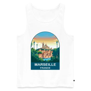 Marseille France Port City Vintage Travel Poster - Men's Premium Organic Tank Top - white - Front - Michal (187cm)