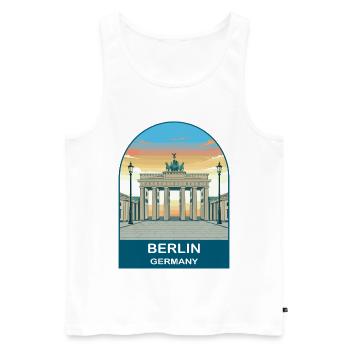 Berlin Germany TV Tower Vintage Travel Art - Men's Premium Organic Tank Top - white - Front - AI Model Male 178 light (178cm)