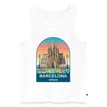 Affiche de voyage vintage de Barcelone, Espagne - Débardeur bio Premium Homme - blanc - Devant - Michal (187cm)