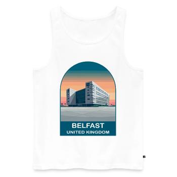 Belfast UK Vintage-Reiseplakat-Kunst - Männer Premium Bio Tank Top - Weiß - Vorne - AI Model Male 178 light (178cm)