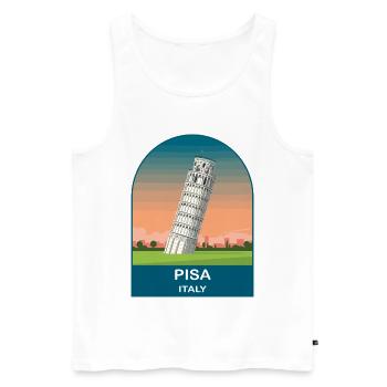 Art d’affiche de voyage vintage à Pise en Italie - Débardeur bio Premium Homme - blanc - Devant - Michal (187cm)
