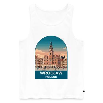 Wroclaw Poland Vintage Travel Poster Art - Men's Premium Organic Tank Top - white - Front - Michal (187cm)
