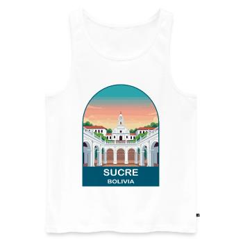 Sucre Bolivia White City Vintage Travel Poster - Men's Premium Organic Tank Top - white - Front - Michal (187cm)