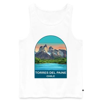 Torres del Paine Chile Vintage Retro Travel Poster - Men's Premium Organic Tank Top - white - Front - Michal (187cm)