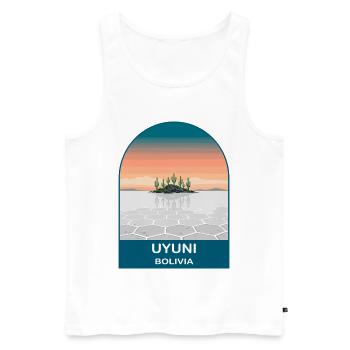 Salar de Uyuni Bolivia Salt Flats Travel Poster - Men's Premium Organic Tank Top - white - Front - Michal (187cm)