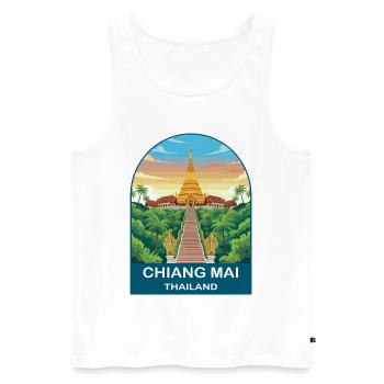 Chiang Mai Thailand Doi Suthep Reiseplakat-Kunst - Männer Premium Bio Tank Top - Weiß - Vorne - AI Model Male 178 light (178cm)